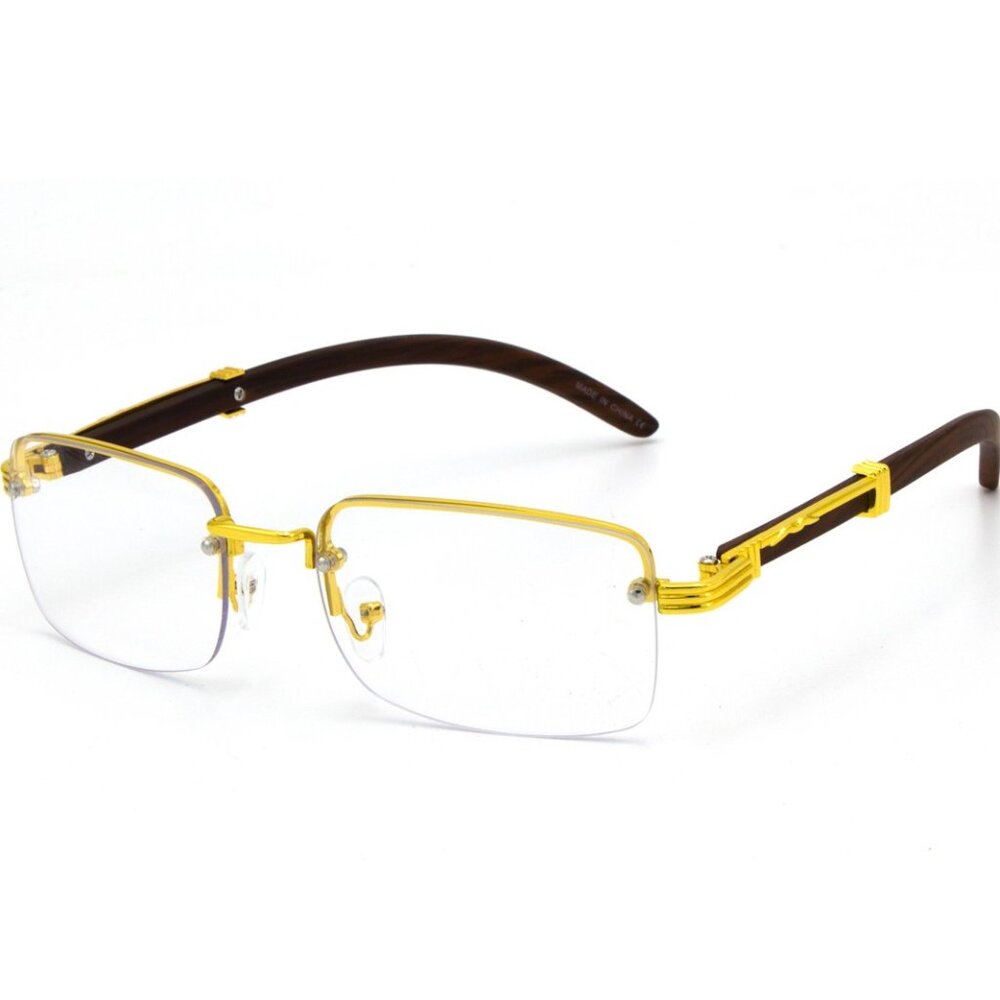 Men Women Sunglasses Clear Lens Rimless Luxury Retro Shades Gold Metal Lentes
